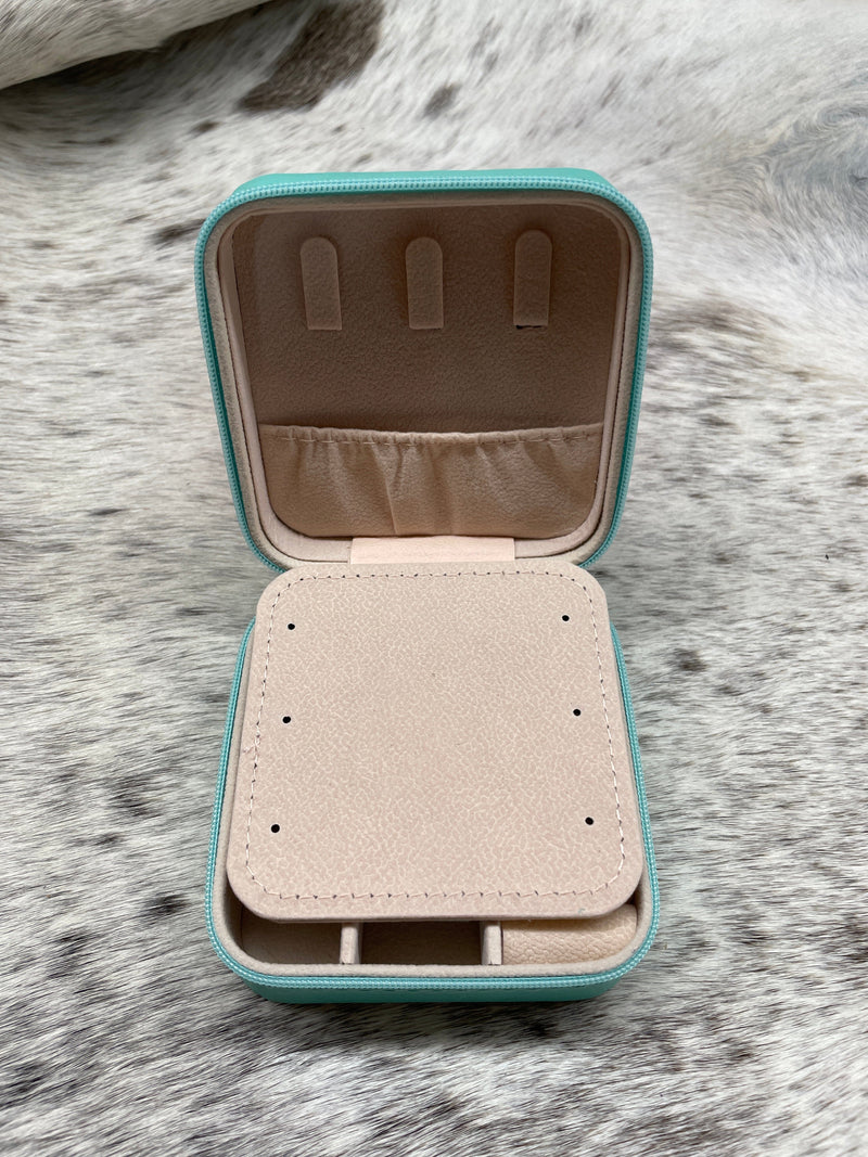 Traveling Jewelry Case with Leather Patch