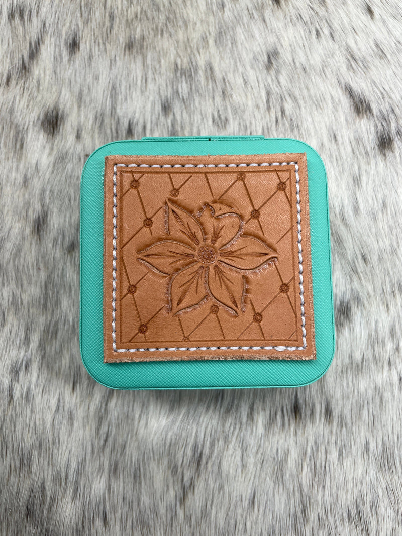 Traveling Jewelry Case with Leather Patch