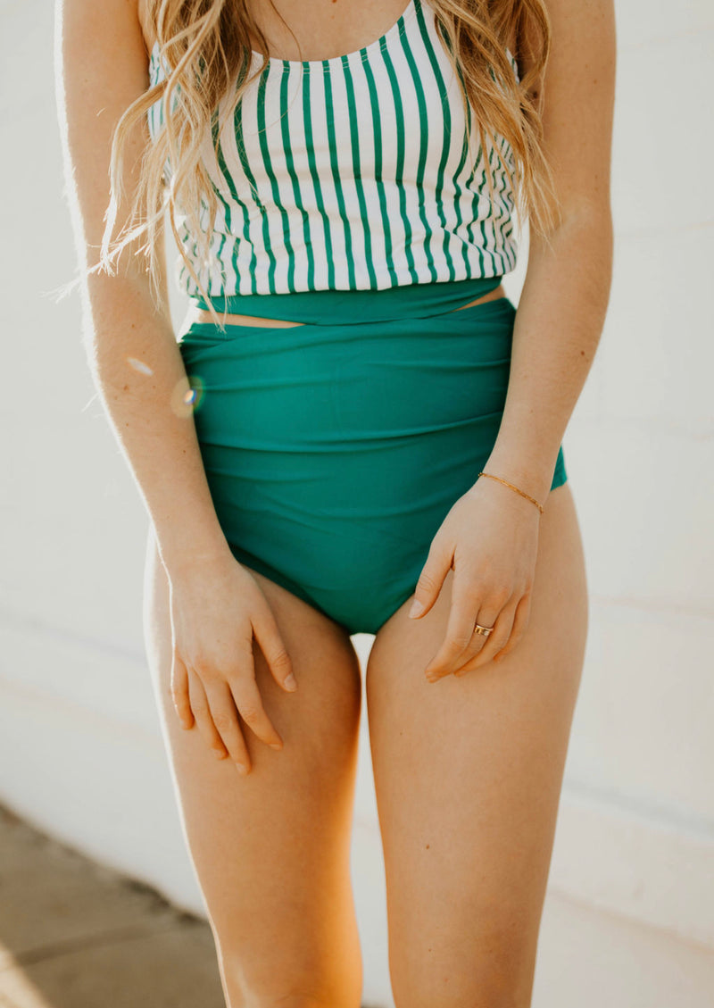 22' Green Ruched Swim Bottoms